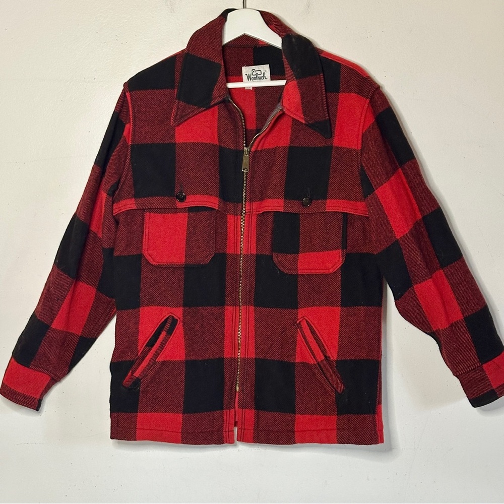 Vintage Woolrich Mackinaw Wool Jacket M Red Black Buffalo Check Plaid